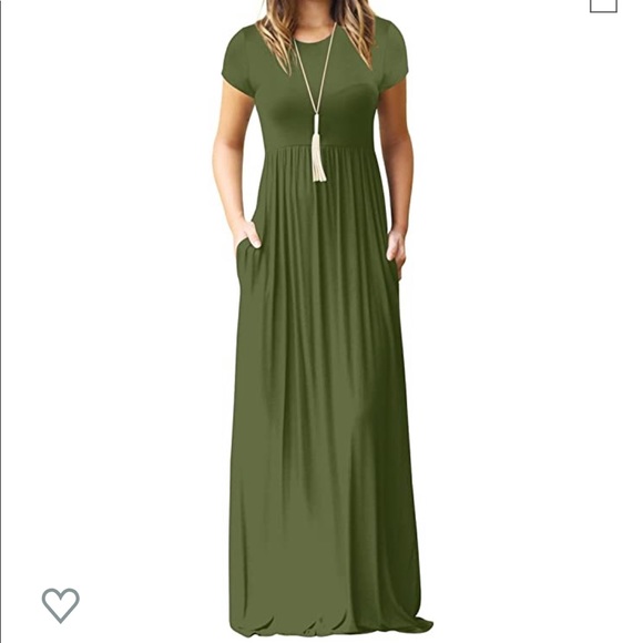 green short sleeve maxi dress